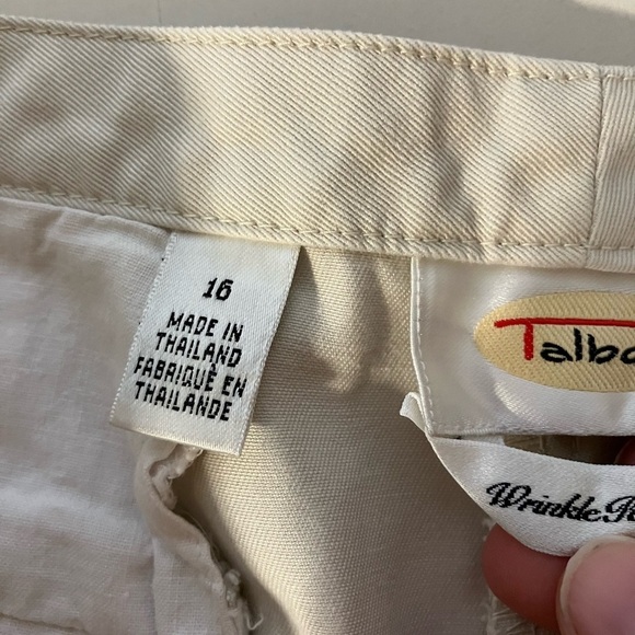VTG Talbots Pants Women’s Sz 16 Ivory Cotton Wrinkle Resistant Office Casual  - Picture 4 of 8